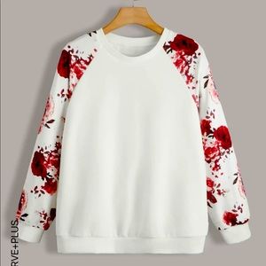 Floral Print Raglan Sleeve Pullover